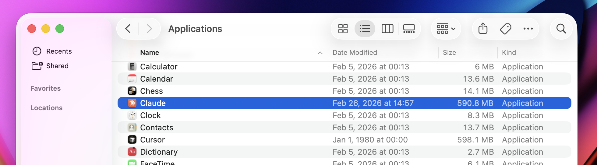 Claude in Applications folder