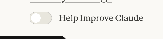 Help Improve Claude toggle in off state