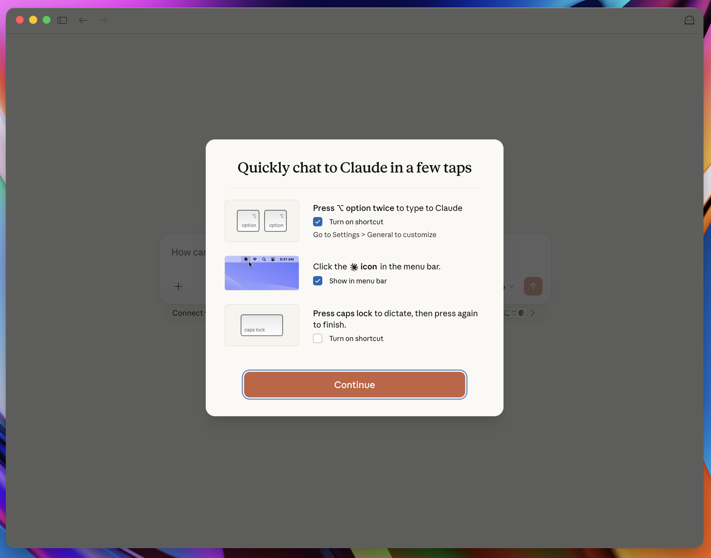 Quick Chat options screen