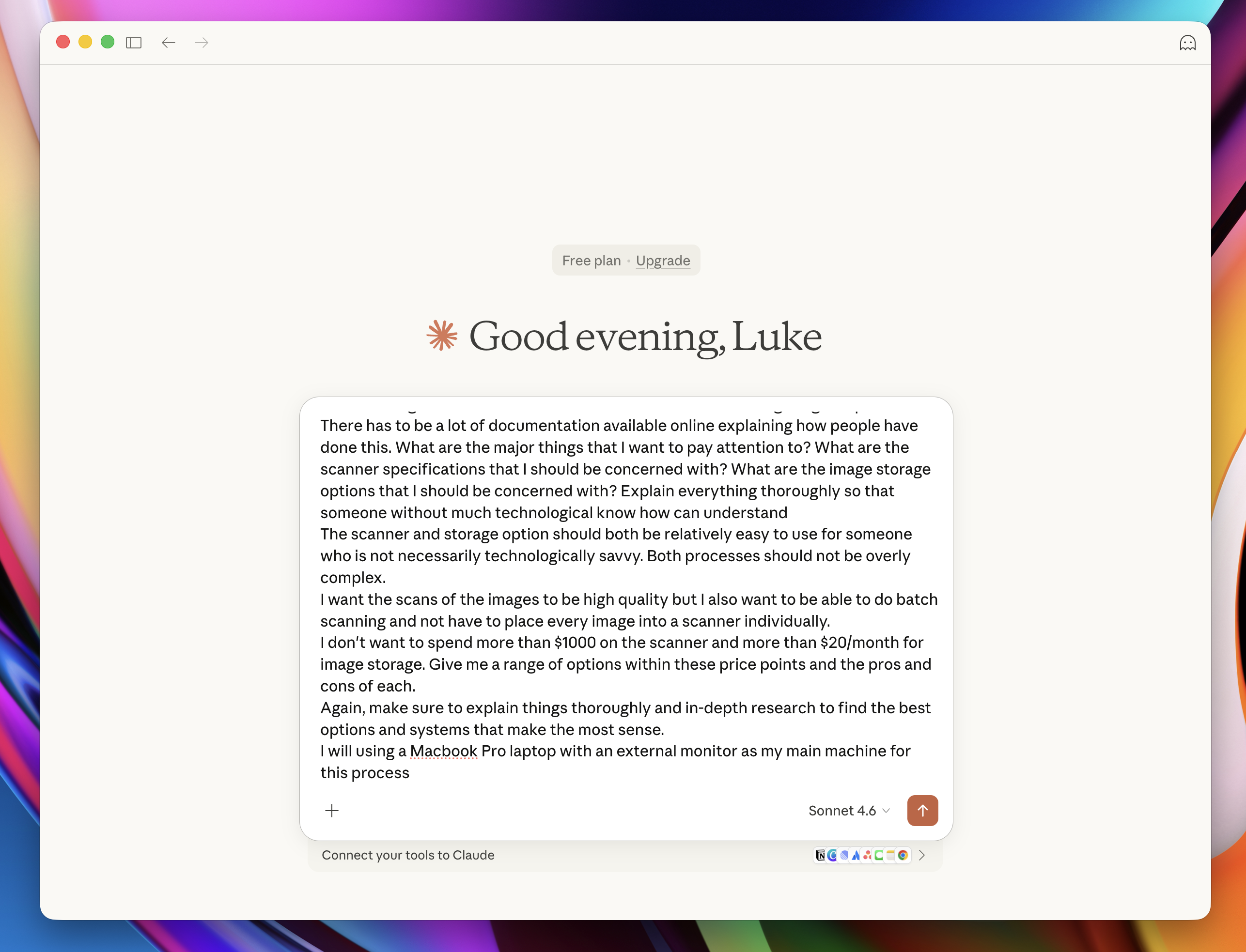 Claude researching scanner options